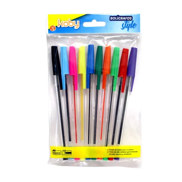 BOLIGRAFO KOBY STYLE X10 SURTIDO 1.0MM