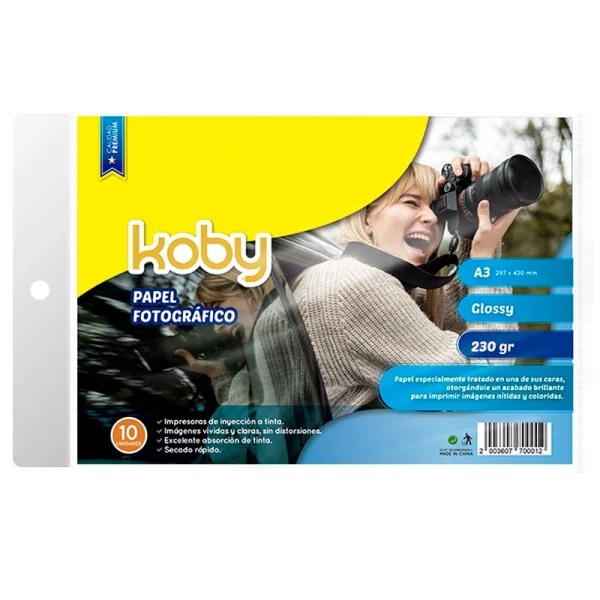 PAPEL FOTOGRAFICO A3 10H X230G KOBY