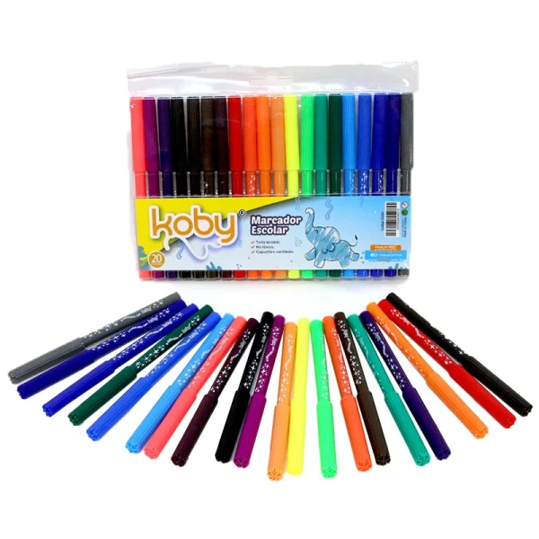 MARCADOR KOBY ESCOLAR X20 LAVABLE 1MM