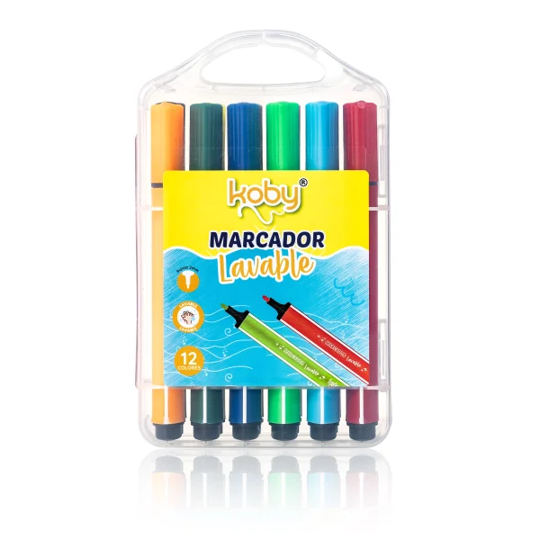 MARCADOR KOBY LAVABLE X 12 SURTIDO ESTUCHE