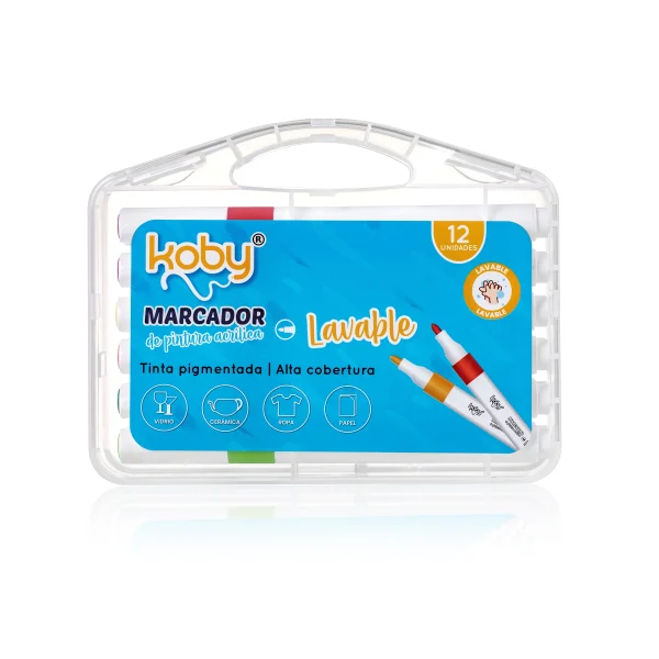 MARCADOR KOBY ACRILICO LAVABLE X12 SURT