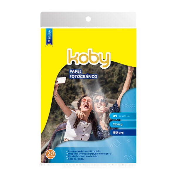 PAPEL FOTOGRAFICO A4 20H X180G KOBY