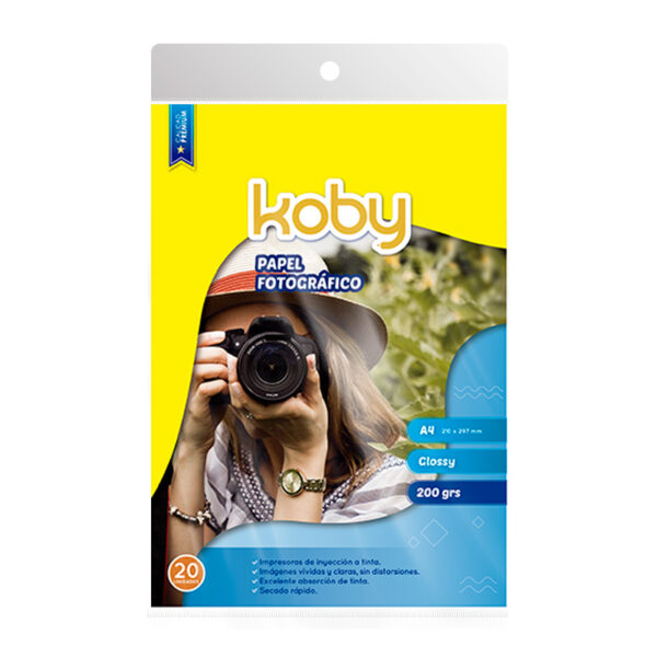 PAPEL FOTOGRAFICO A4 20H X200G KOBY