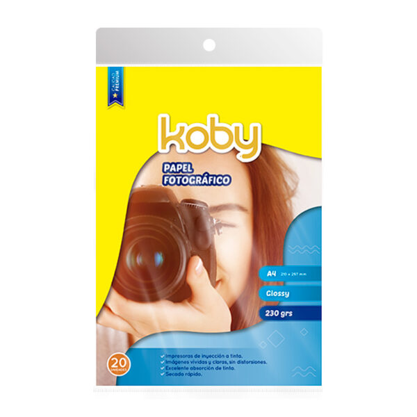 PAPEL FOTOGRAFICO A4 20H X230G KOBY