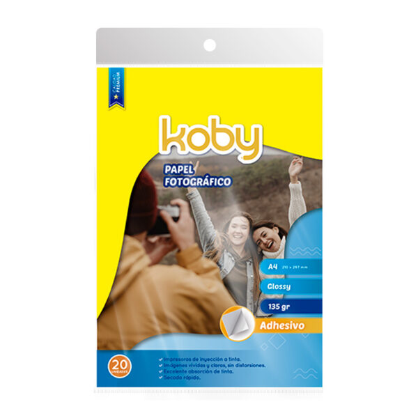 PAPEL FOTOGRAFICO A4 20H AUTOADHE. X135G KOBY