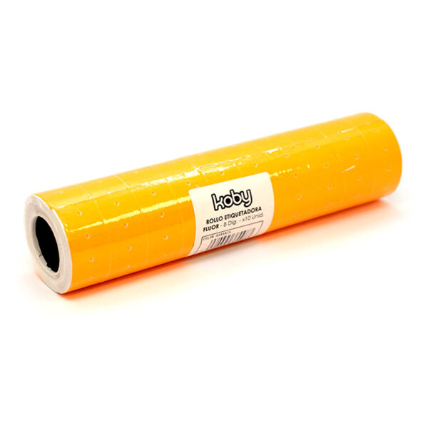 ROLLO ETIQUETADORA KOBY 8 DIG FLUO NARANJA