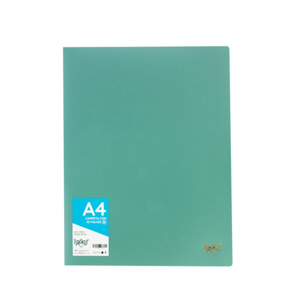 CARPETA  C/10 FOLIO A4 KOBY VERDE METAL