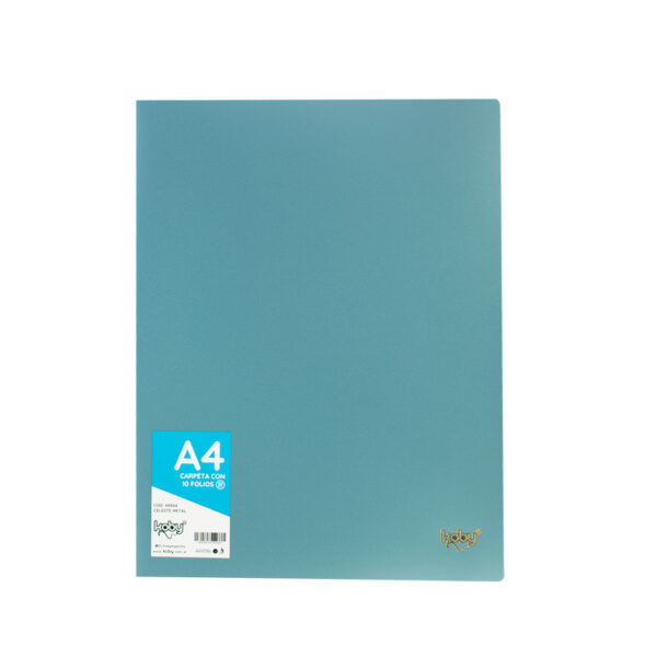 CARPETA  C/10 FOLIO A4 KOBY CELESTE METAL