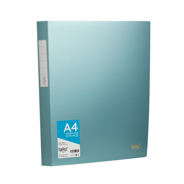CARPETA  C/40 FOLIO A4 KOBY CELESTE METAL