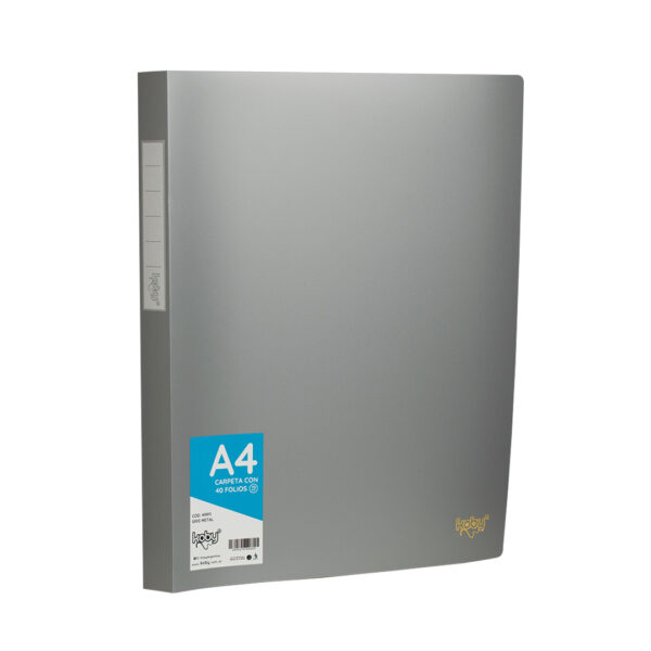 CARPETA  C/40 FOLIO A4 KOBY GRIS METAL