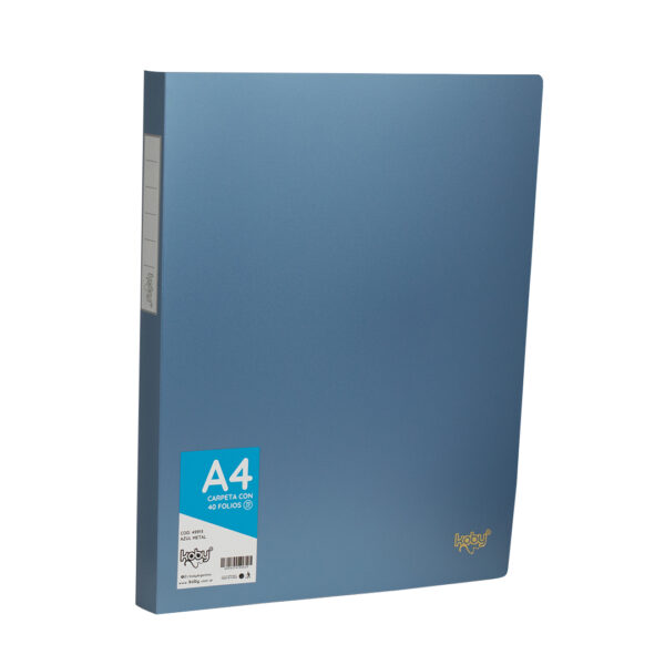 CARPETA  C/40 FOLIO A4 KOBY AZUL METAL