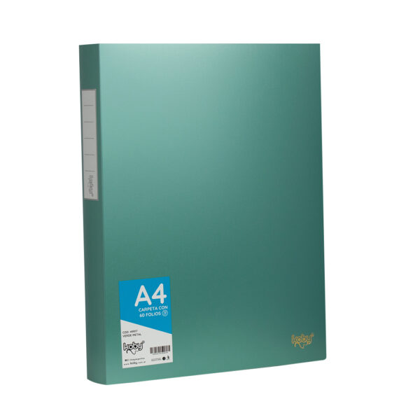 CARPETA  C/60 FOLIO A4 KOBY VERDE METAL