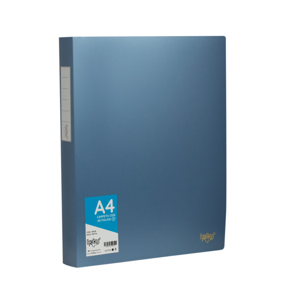 CARPETA  C/60 FOLIO A4 KOBY AZUL METAL
