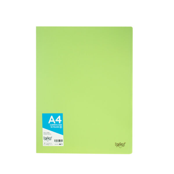 CARPETA  C/10 FOLIO A4 KOBY VERDE PASTEL