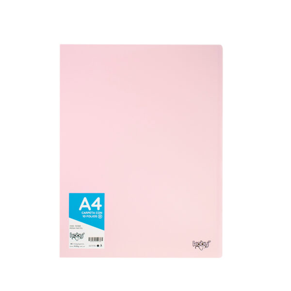 CARPETA  C/10 FOLIO A4 KOBY ROSA PASTEL