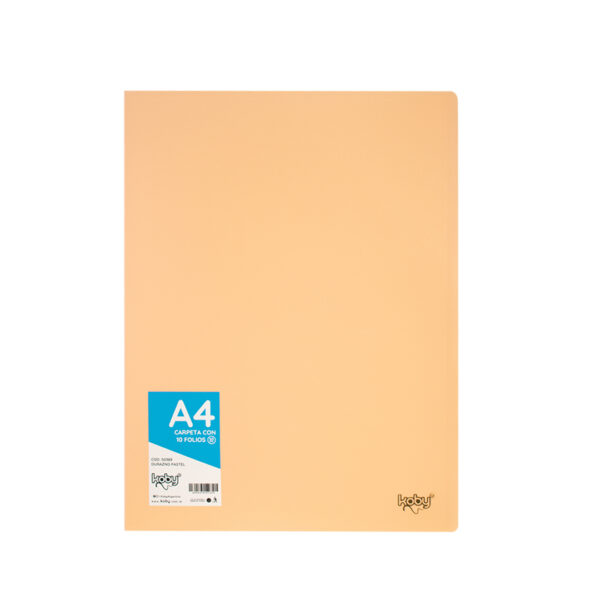 CARPETA  C/10 FOLIO A4 KOBY DURAZNO PASTEL