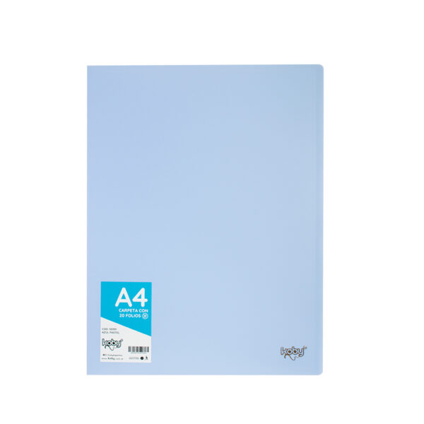 CARPETA  C/20 FOLIO A4 KOBY AZUL PASTEL