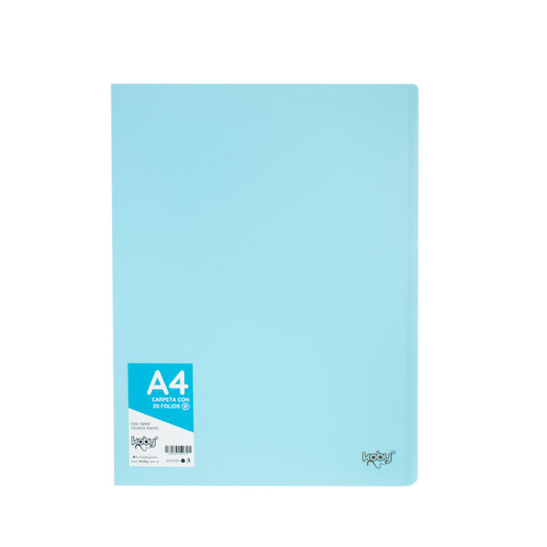 CARPETA  C/20 FOLIO A4 KOBY CELESTE PASTEL