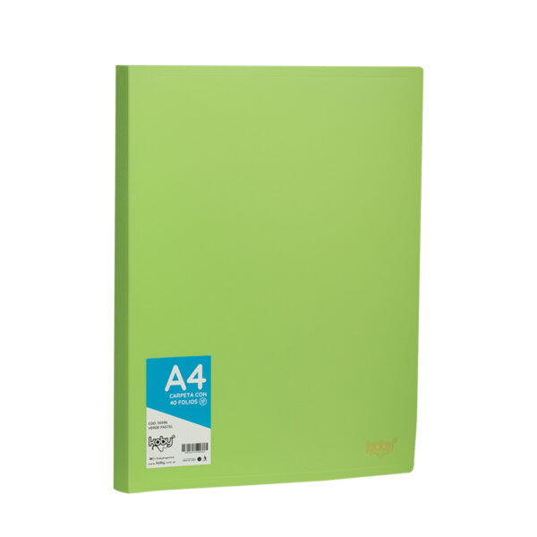 CARPETA  C/40 FOLIO A4 KOBY VERDE PASTEL