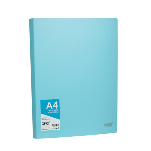 CARPETA  C/40 FOLIO A4 KOBY CELESTE PASTEL