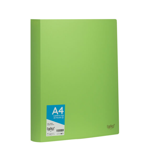 CARPETA  C/60 FOLIO A4 KOBY VERDE PASTEL
