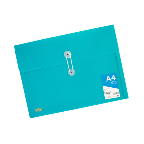 SOBRE PP C/HILO A4 KOBY VERDE APAISADO