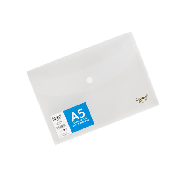 SOBRE PP C/BOTON A5 KOBY APAISADO CRISTAL