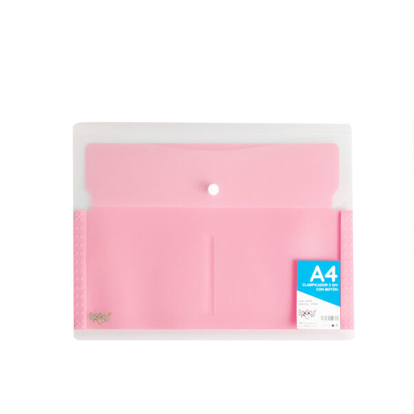 CLASIFICADOR 5 DIV C/BOTON A4 KOBY CRIS/ROSA