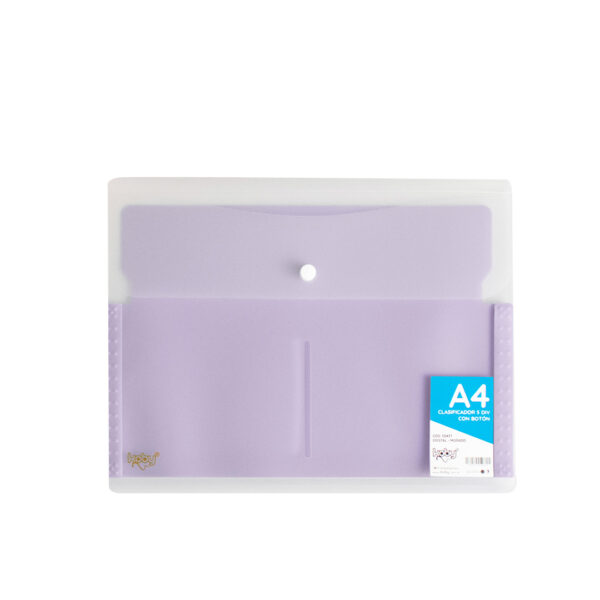 CLASIFICADOR 5 DIV C/BOTON A4 KOBY CRIS/LILA